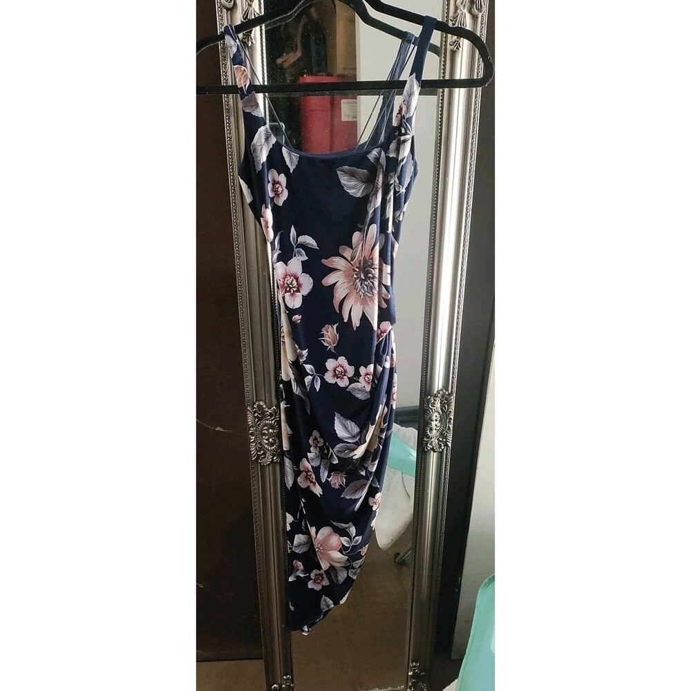 Women's Small Navy Blue Red Floral GLare Dress